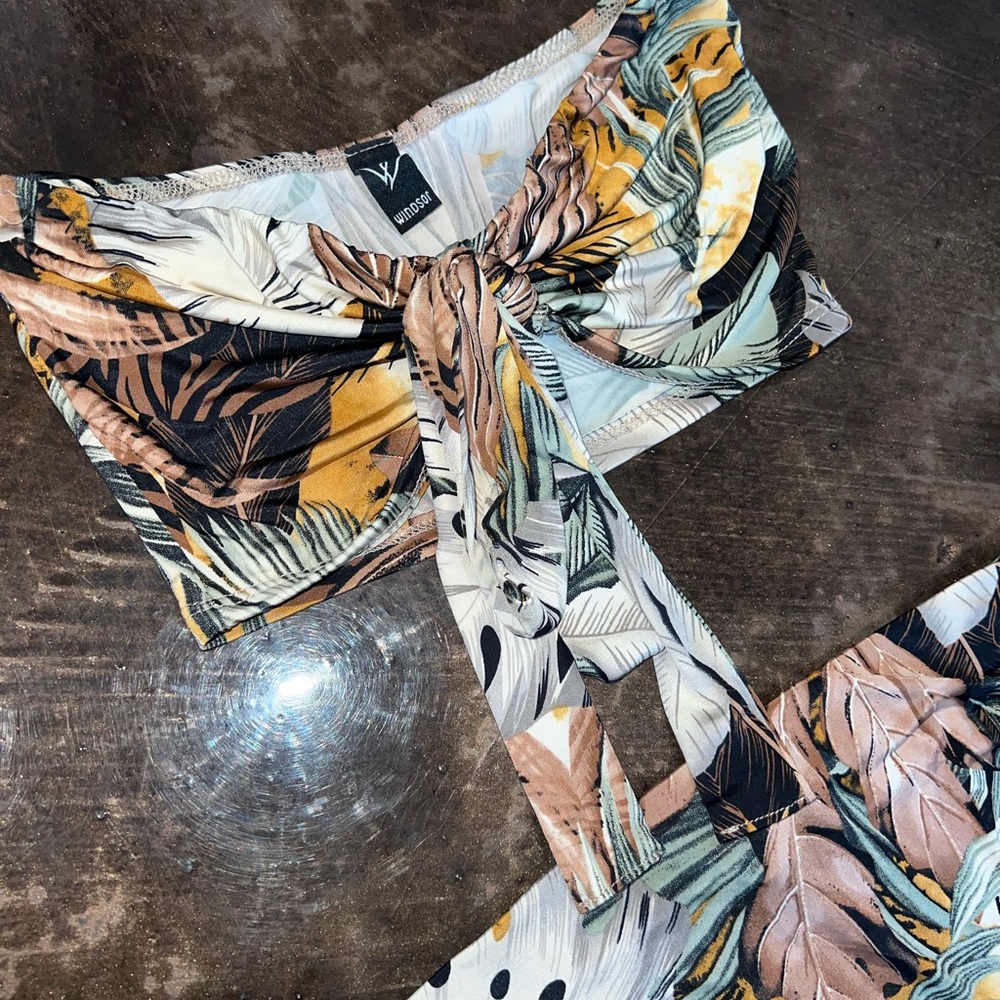 Windsor Tropical Print Tie-Front Top & Skirt